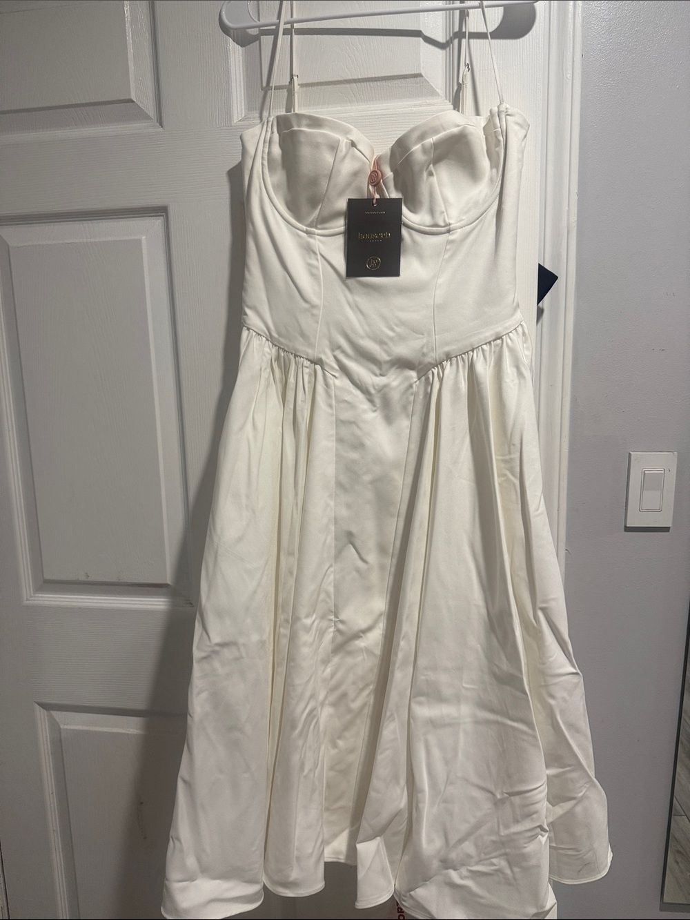 House of CB White Strapless Midi Dress